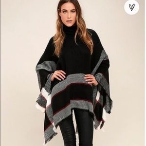 Black Plaid Poncho
